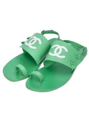 Chanel CC Logo Flat Sandals 37
